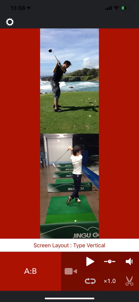 XPlayer - Dual player. - XPlayer permet une comparaison vidéo côte à côte essentielle pour le coaching, affichant simultanément deux performances. Les utilisateurs bénéficient de la distinction claire entre les vidéos A et B et de l'affichage vertical pour une analyse détaillée des mouvements.