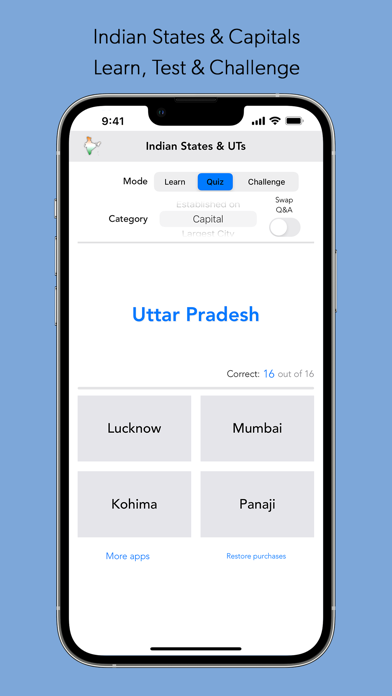 India States and Capitals Screenshot