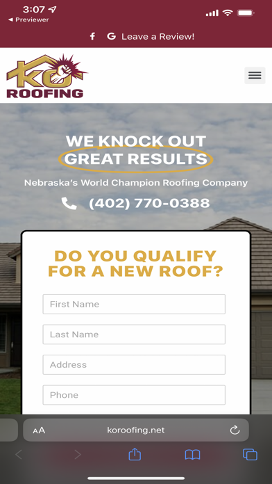 KO Roofing Screenshot