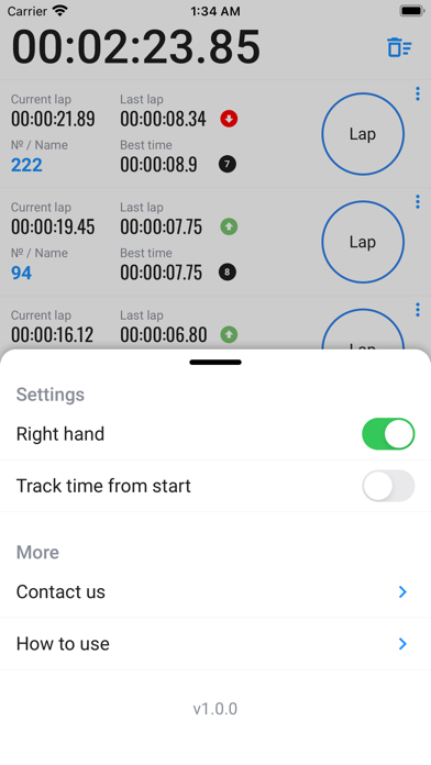 Group sports stopwatch Screenshot