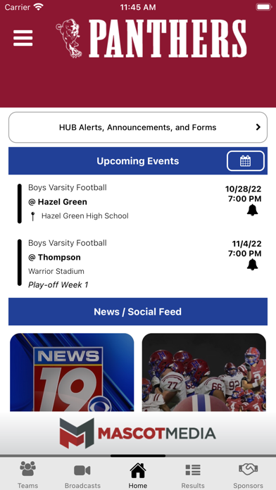 Huntsville Panthers Athletics Screenshot