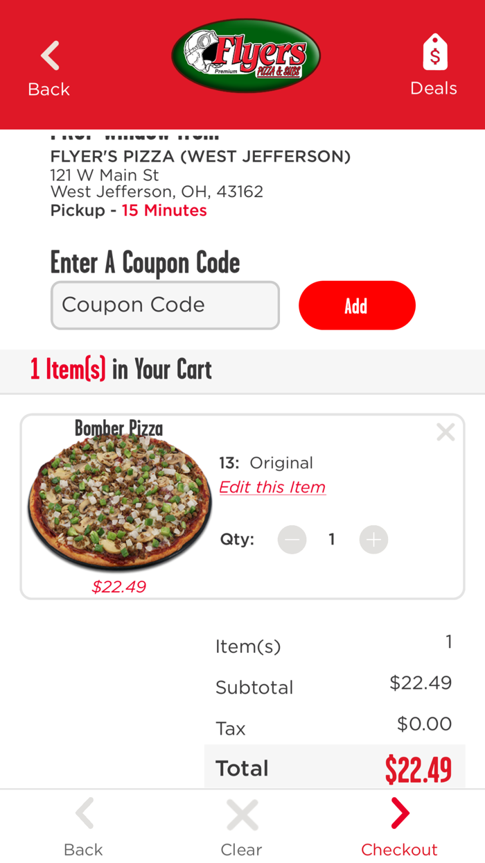 Flyers Pizza App