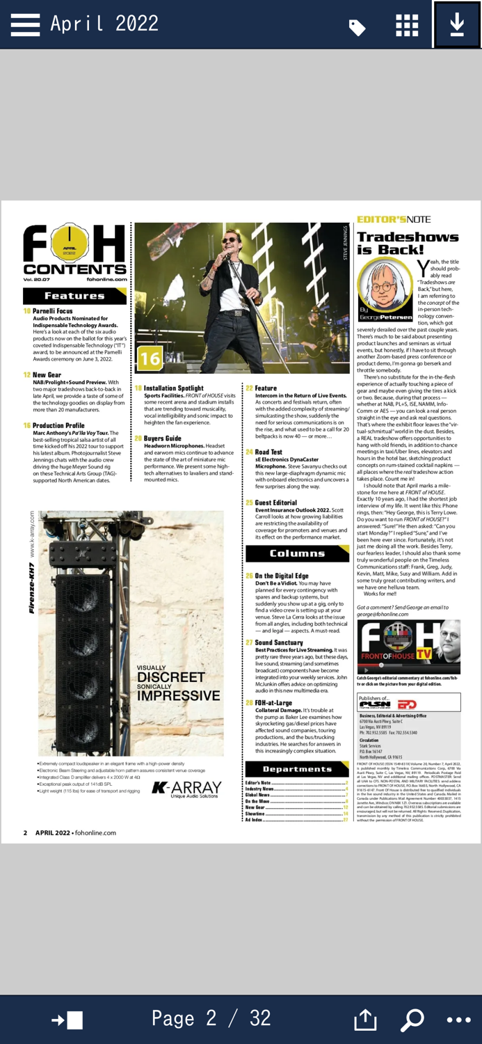 FRONT of HOUSE FOH Magazine