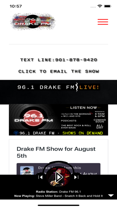 96.1 Drake FM Screenshot