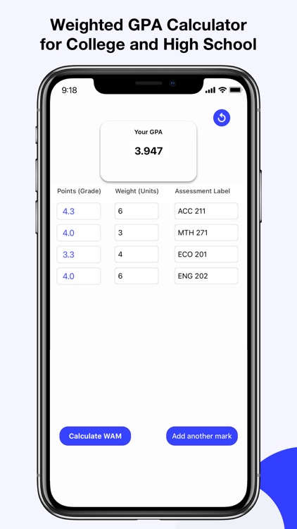 Weighted GPA Calculator