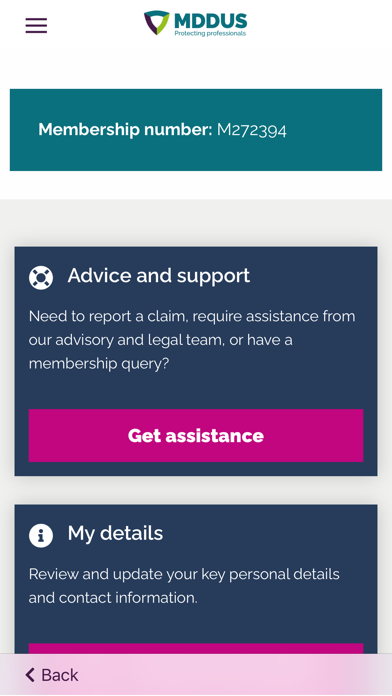MDDUS Member App Screenshot