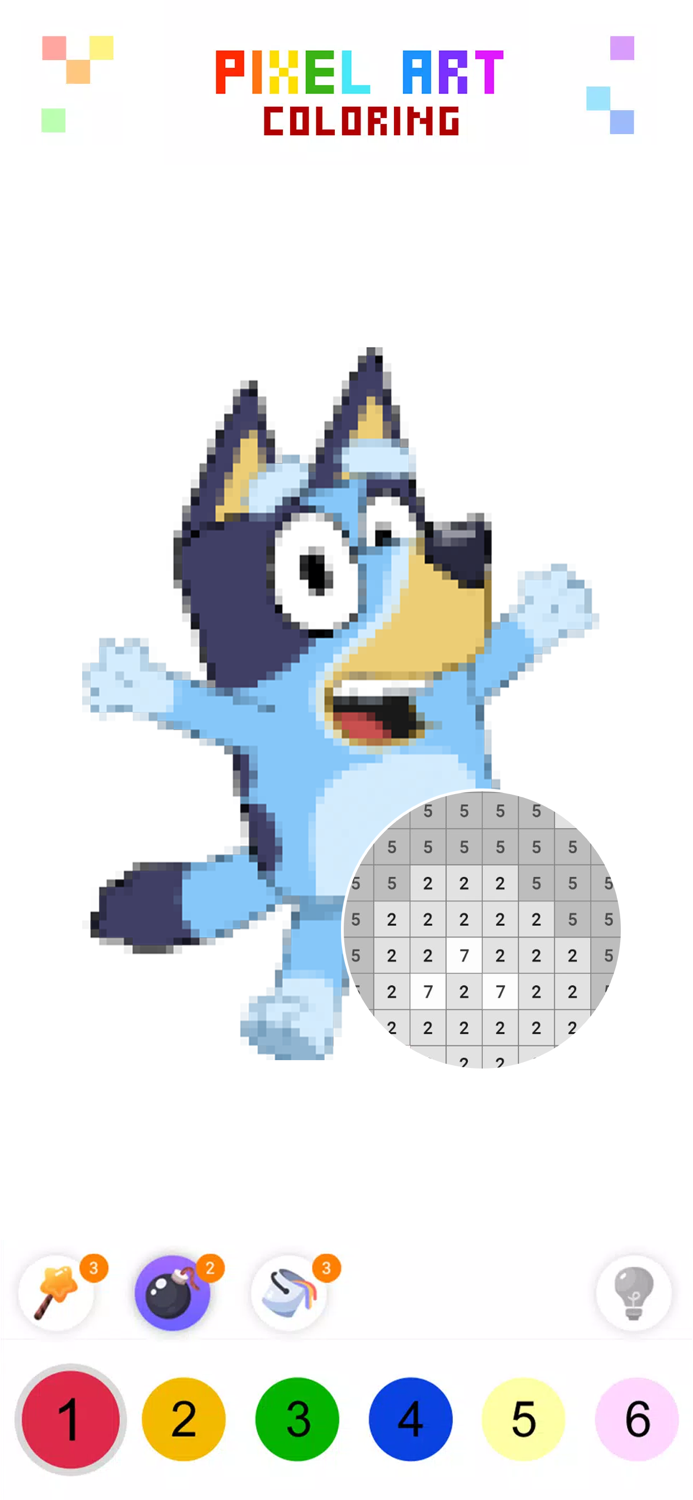 Bluey Pixel Art Coloring