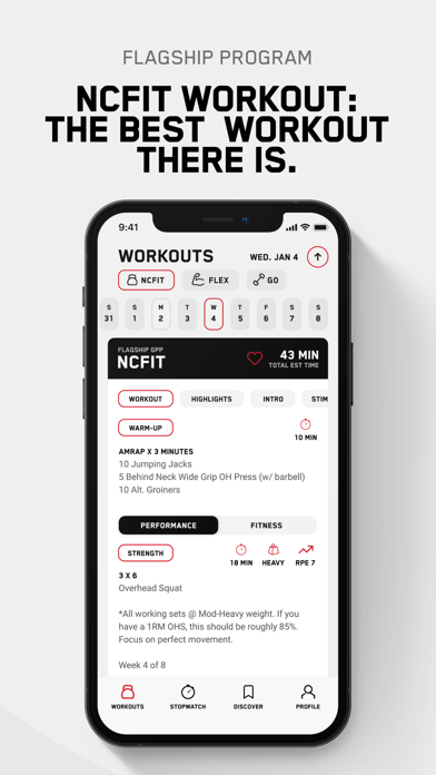 NCFIT Coach Screenshot