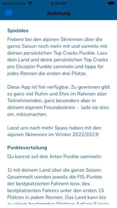 Ski Alpin Weltcup Tippspiel Screenshot