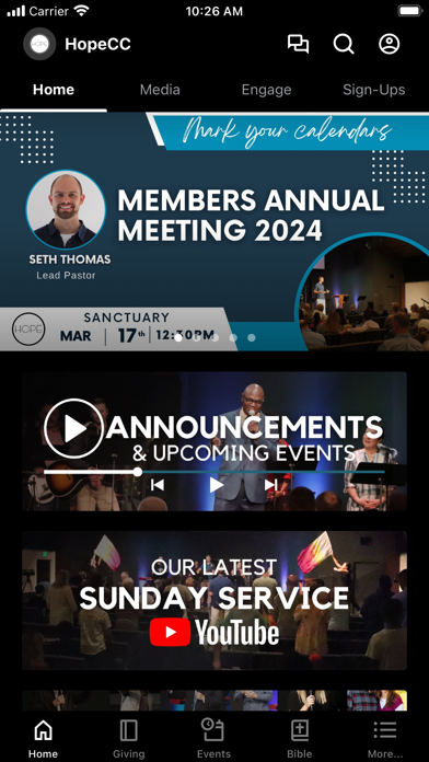 Screenshot 1 of Hope Christian Community App
