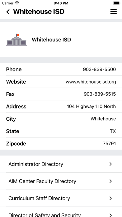 Whitehouse ISD Screenshot