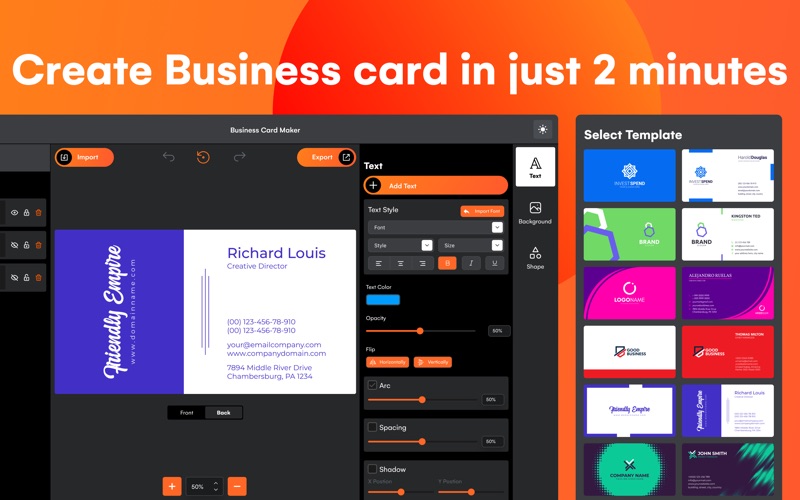 business card maker - template iphone screenshot 2