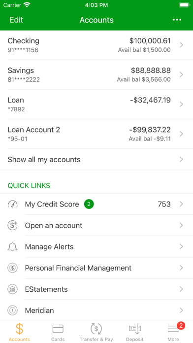Greenfield Savings Bank Screenshot