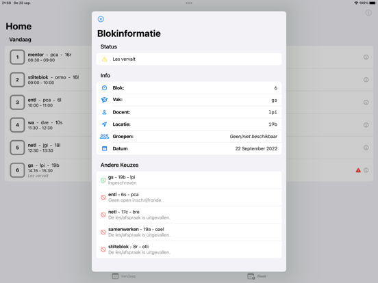 RoosterApp voor Zermelo iPad screenshot 2