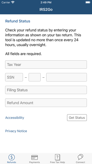 Screenshot 1 of IRS2Go App