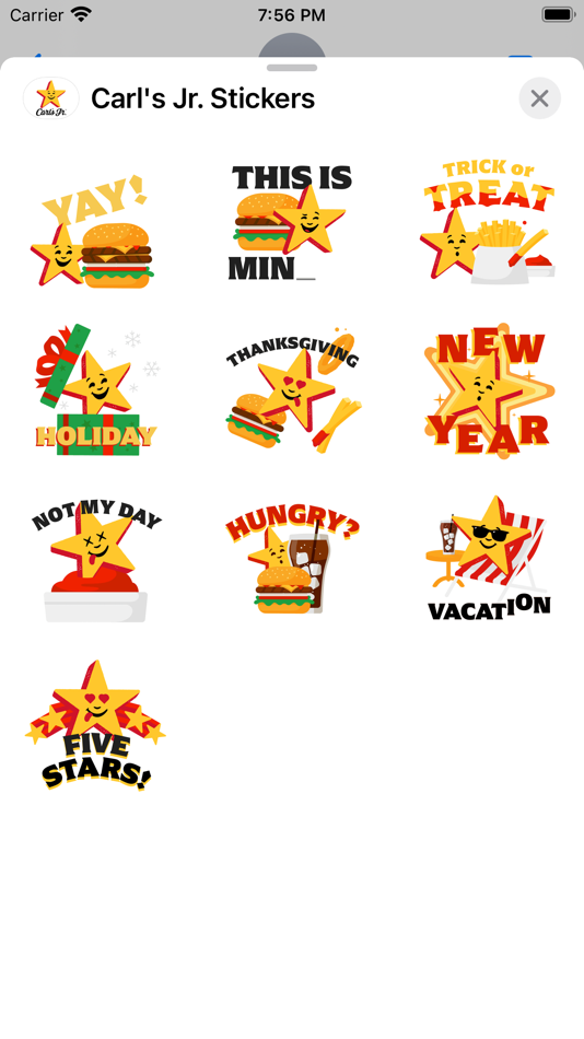 #1. Carl's Jr. Stickers (iOS) 由: CKE RESTAURANTS HOLDINGS, INC.