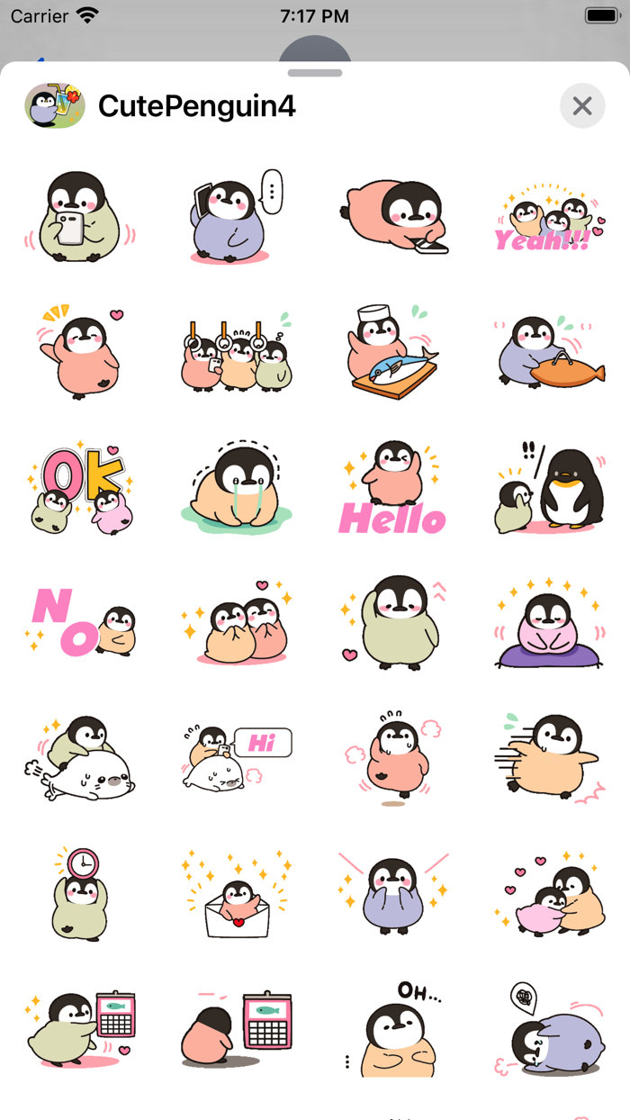 Cute Penguin 4 Stickers pack