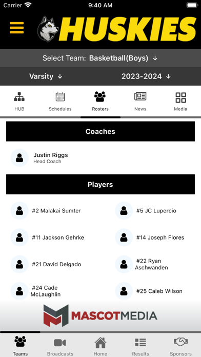 Hughson Huskies Athletics Screenshot