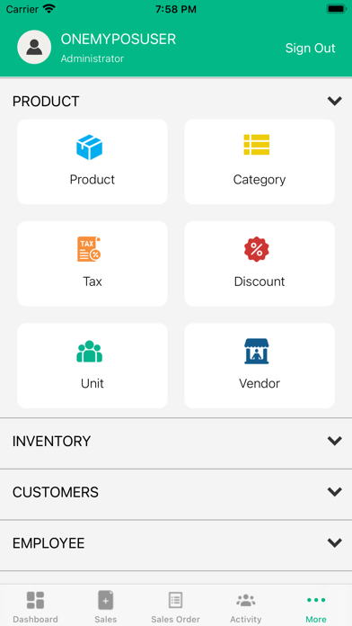 1myPOS Sales Screenshot