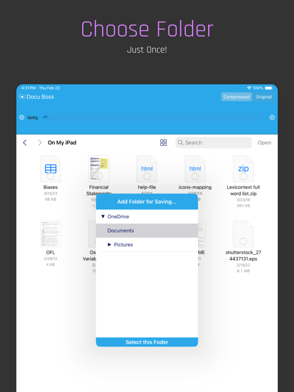 Docu Boss for OneDrive iPad screenshot 2 - Productivity app