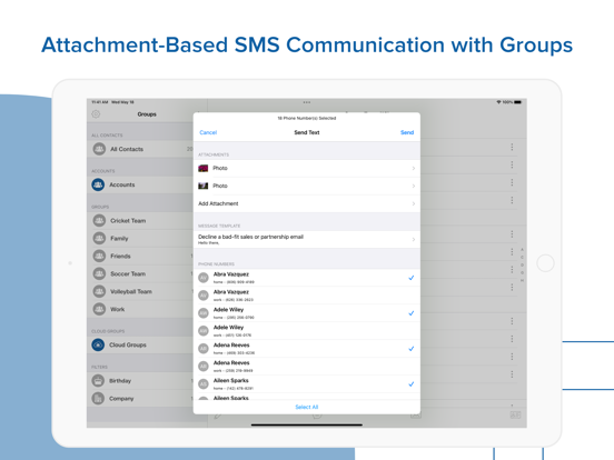 Contacts Groups Pro Mail, text iPad screenshot 5 - Productivity app