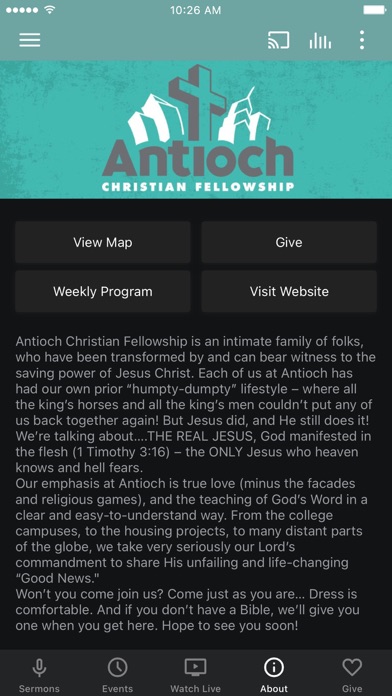 Antioch Christian Fellowship Screenshot
