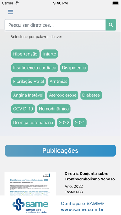 Diretrizes da Cardiologia Screenshot