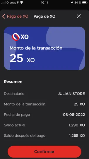 Capture d'écran de XO Beneficiarios sur iPhone 2