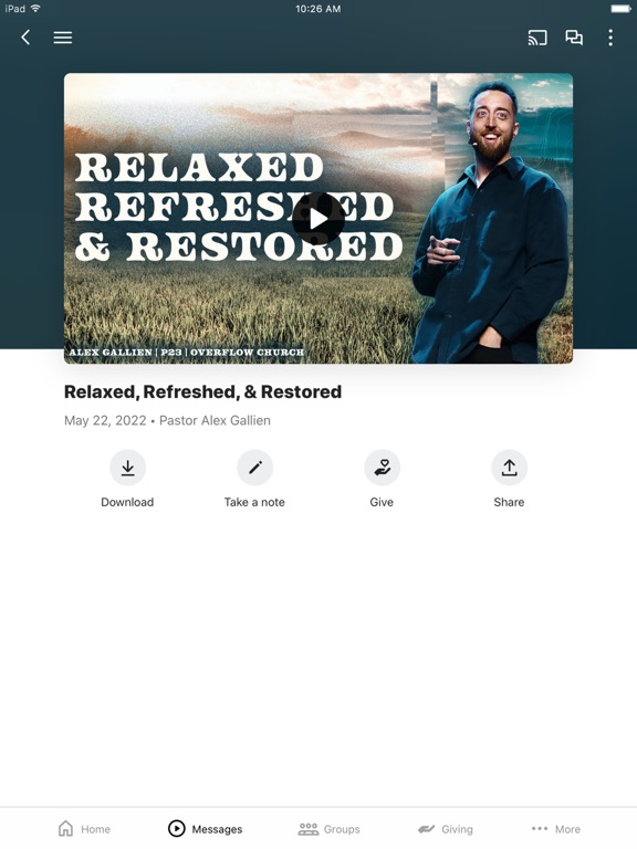 Overflow Church iPad screenshot 3 - Lifestyle app