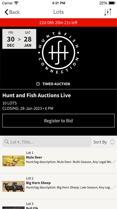HNF Auctions Screenshot