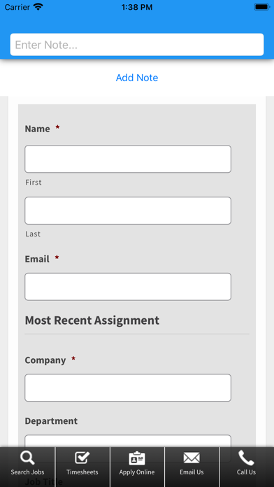 Area Temps Staffing Service Screenshot