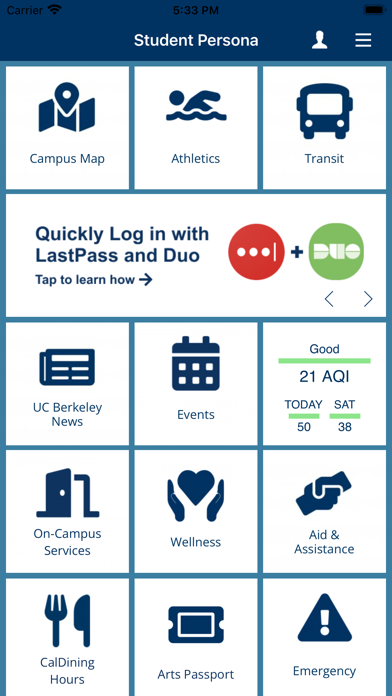 UC Berkeley Mobile Screenshot