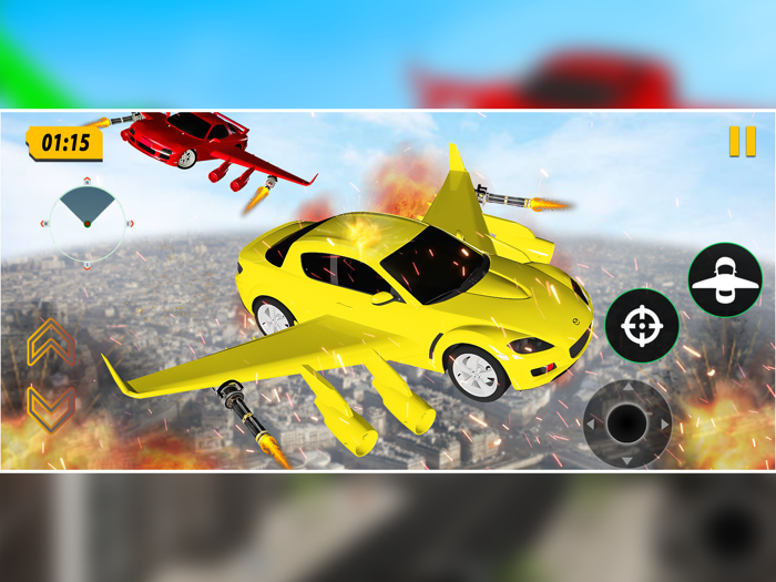 Crazy Flying Car Shooting Game