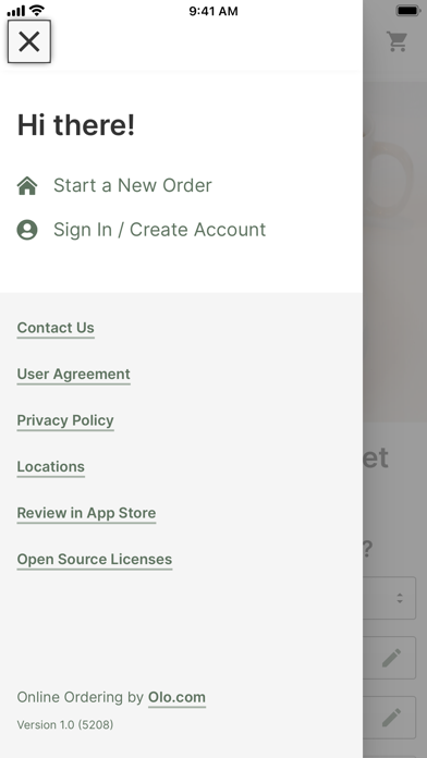Sunny Street Cafe Ordering Screenshot