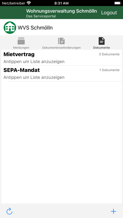 Serviceportal WVS Schmölln Screenshot