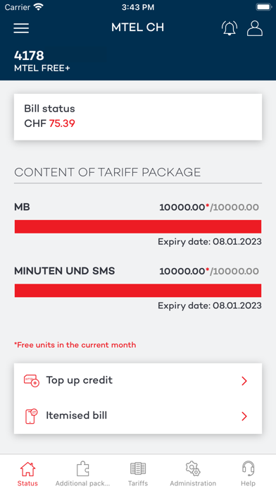 My Mtel Switzerland Screenshot