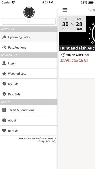 HNF Auctions Screenshot