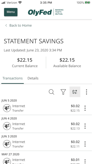 OlyFed Digital Banking Screenshot