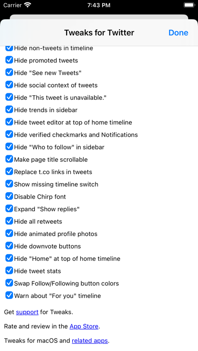 Tweaks for Twitter Mo... screenshot1