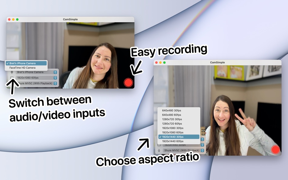 #1. CamSimple - Video Recorder (macOS) 由: Bret Lester