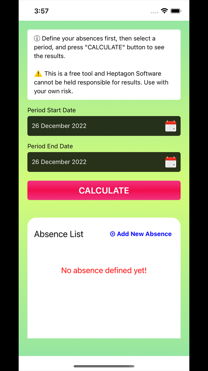 Absence Calculator