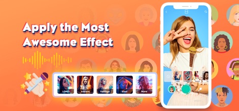 Funny Voice Effects & Changer - This tool showcases an array of awesome visual effects, including LOMO and Ancient, seamlessly integrated into the recording interface for instant application and preview.