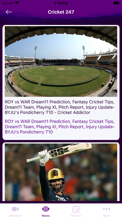 Cricket 247 live line Screenshot
