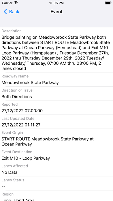 New York Road Report Screenshot