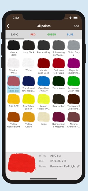 Color mixer app top