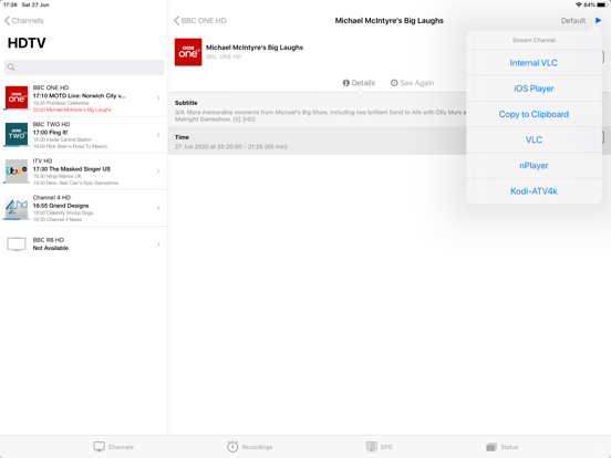 TvhClient iPad screenshot 9 - Entertainment app