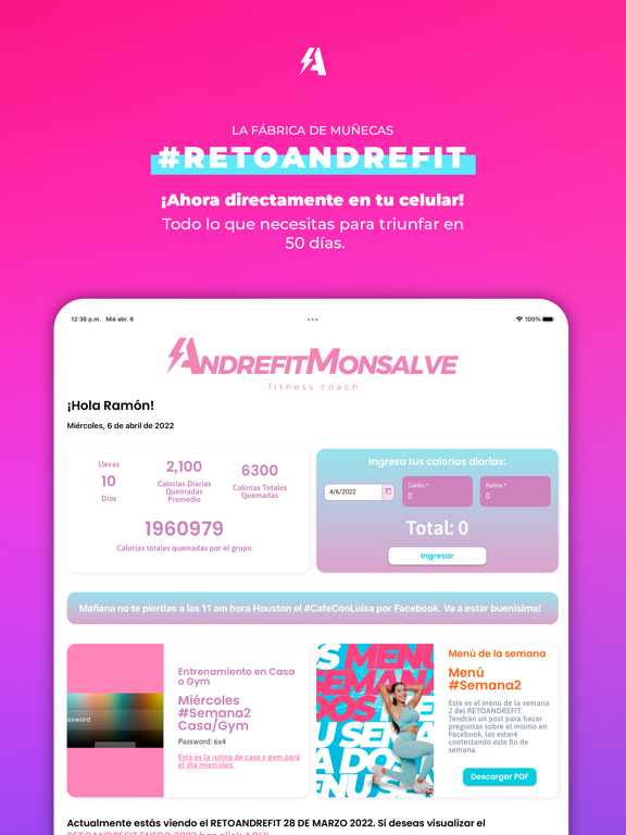 MuyAndreFit iPad screenshot 1 - Health & Fitness app