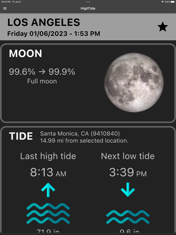 HighTide: tides & weather iPad screenshot 1 - Weather app