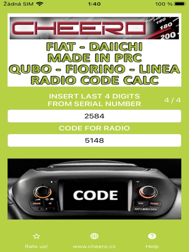 RADIO CODE for FIAT DAIICHI on the App Store