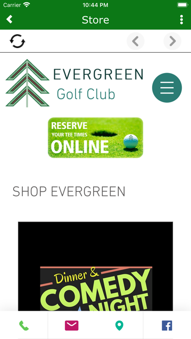 Evergreen Golf Club App Screenshot